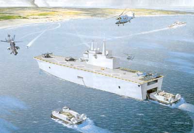 Tegning af Mistral-klassen amfibieskib