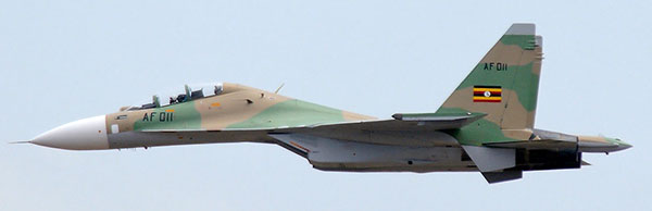 Su-30MK2 kampfly fra Ugandas luftvben